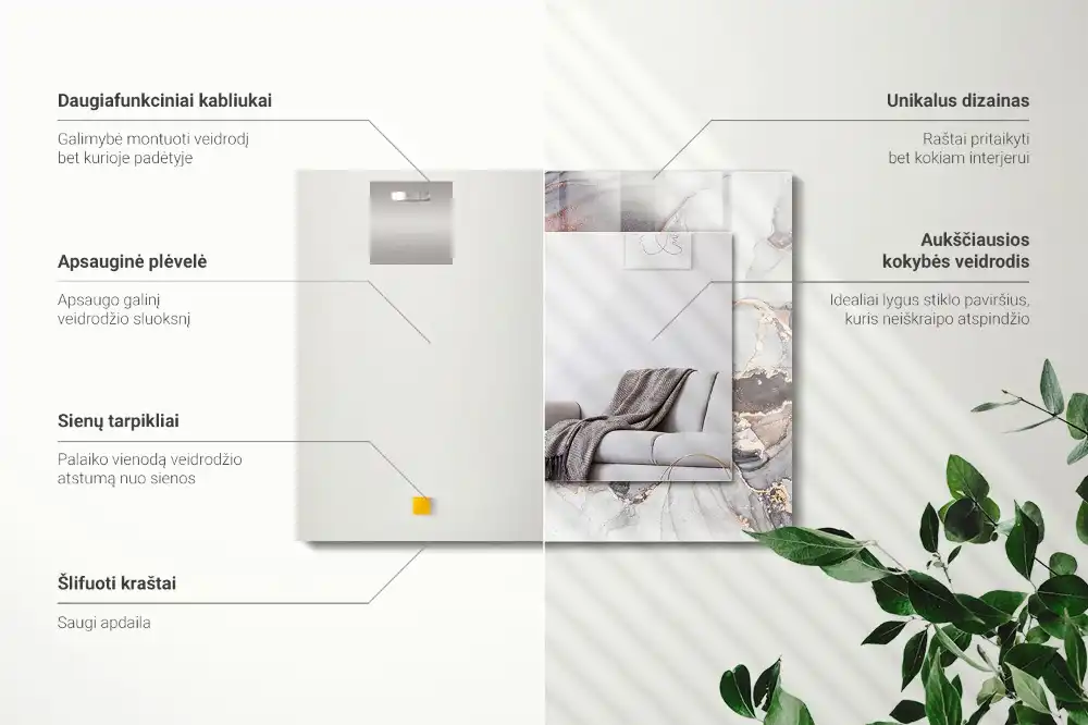 Pravokotne okrasno ogledalo Abstraktna marmorna umetnost