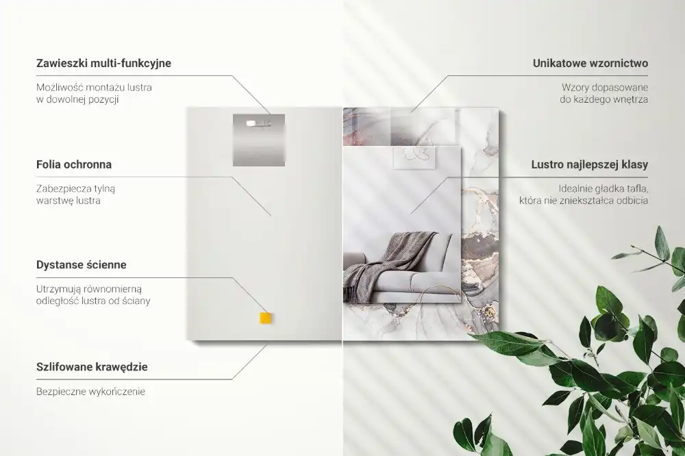 Pravokotne okrasno ogledalo Abstraktna marmorna umetnost