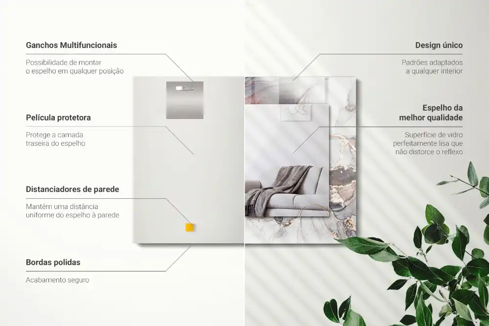 Pravokotne okrasno ogledalo Abstraktna marmorna umetnost