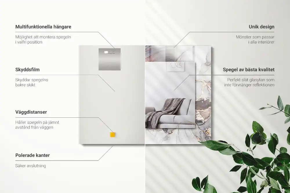 Pravokotne okrasno ogledalo Abstraktna marmorna umetnost