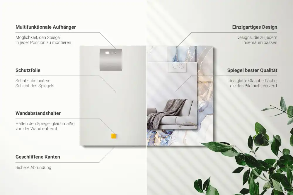 Tiskano pravokotne ogledalo Abstraktna marmorna umetnost