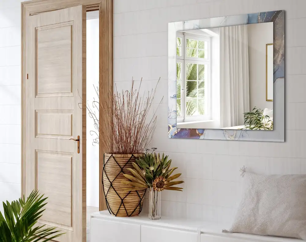 Tiskano pravokotne ogledalo Abstraktna marmorna umetnost