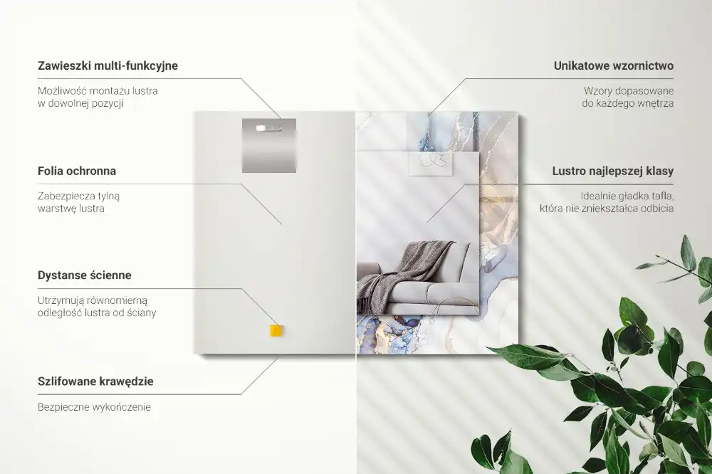 Tiskano pravokotne ogledalo Abstraktna marmorna umetnost