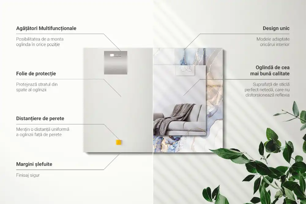 Tiskano pravokotne ogledalo Abstraktna marmorna umetnost