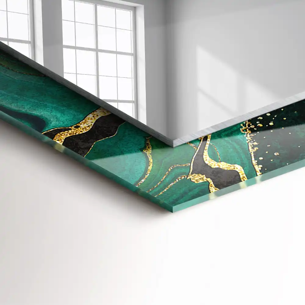 Pravokotne okrasno ogledalo Zeleni abstraktni vzorci