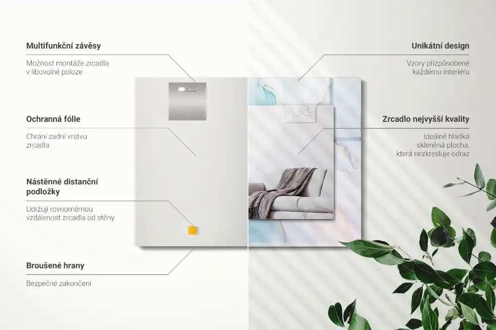 Tiskano pravokotne ogledalo Abstraktni akvarel