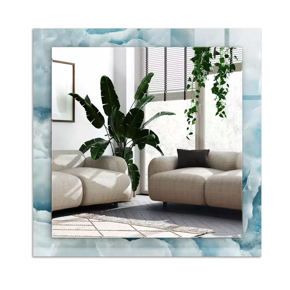 Pravokotne ogledalo s potiskanim okvirjem Tekstura modrega marmorja