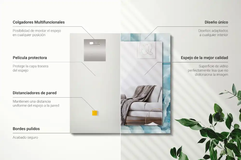 Pravokotne ogledalo s potiskanim okvirjem Tekstura modrega marmorja