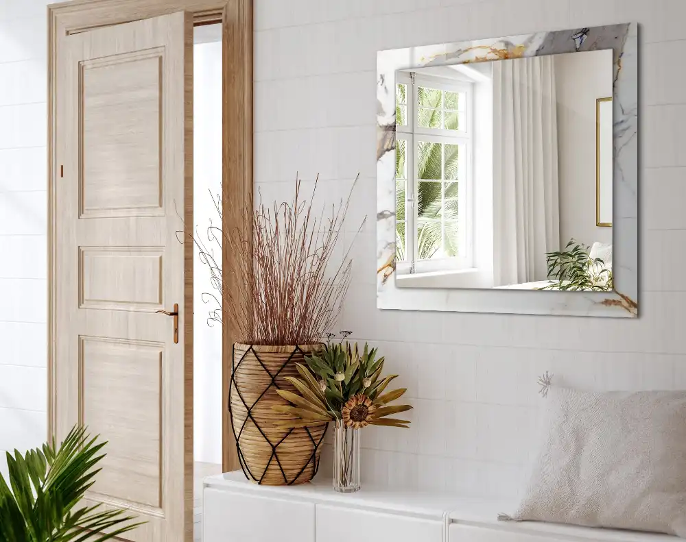 Pravokotne okrasno ogledalo Žilast marmor