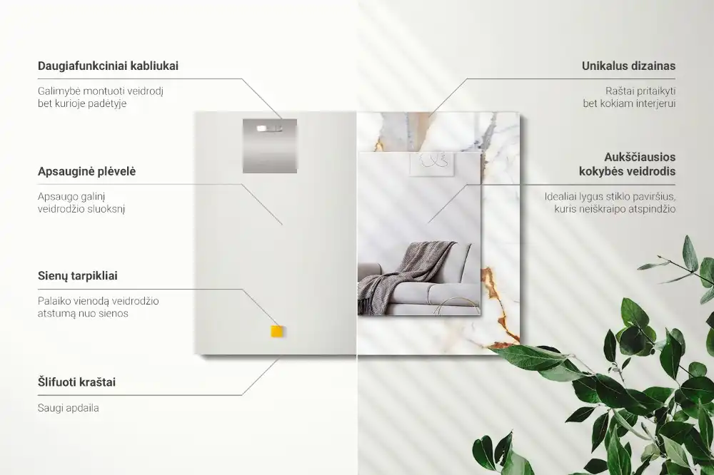 Pravokotne okrasno ogledalo Žilast marmor