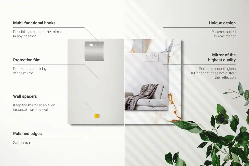 Pravokotne okrasno ogledalo Žilast marmor