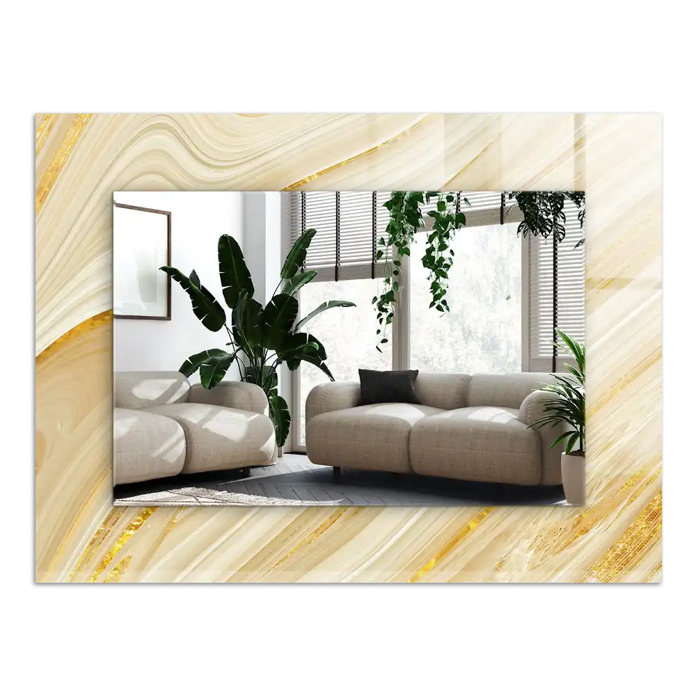 Tiskano pravokotne ogledalo Rumene abstraktne črte