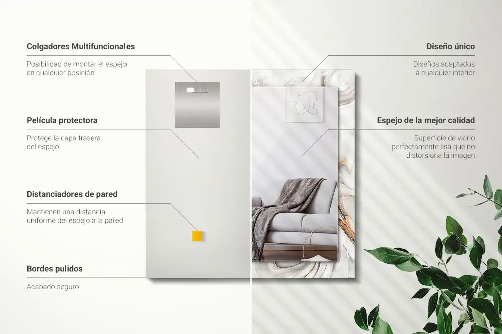 Pravokotne ogledalo s potiskanim okvirjem Abstraktni marmorni vzorec