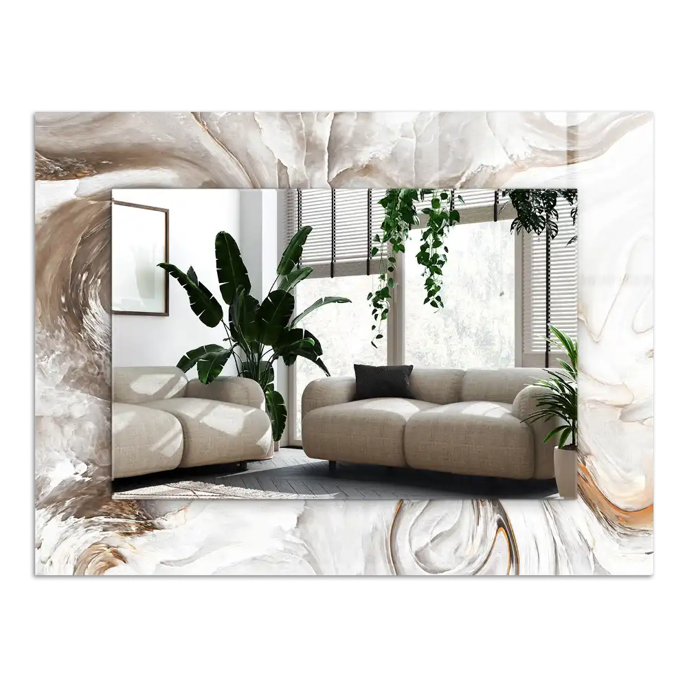 Pravokotne ogledalo s potiskanim okvirjem Abstraktni marmorni vzorec