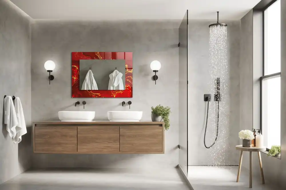 Pravokotne okrasno ogledalo Abstraktna rdeča barva