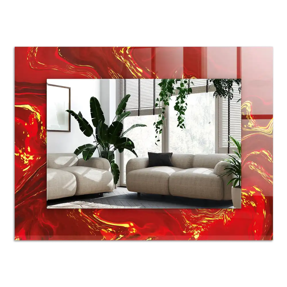 Pravokotne okrasno ogledalo Abstraktna rdeča barva