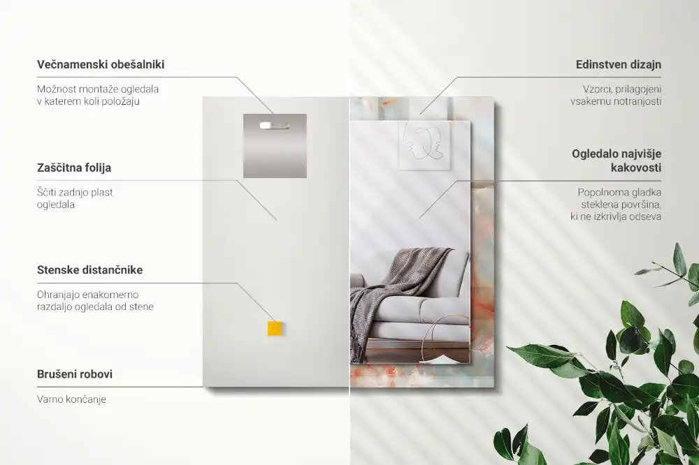 Tiskano pravokotne ogledalo Abstraktna barvita tekstura