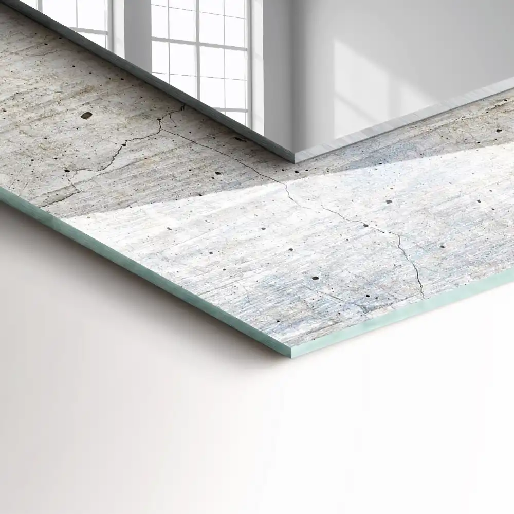 Pravokotne ogledalo s potiskanim okvirjem Razpokana betonska stena