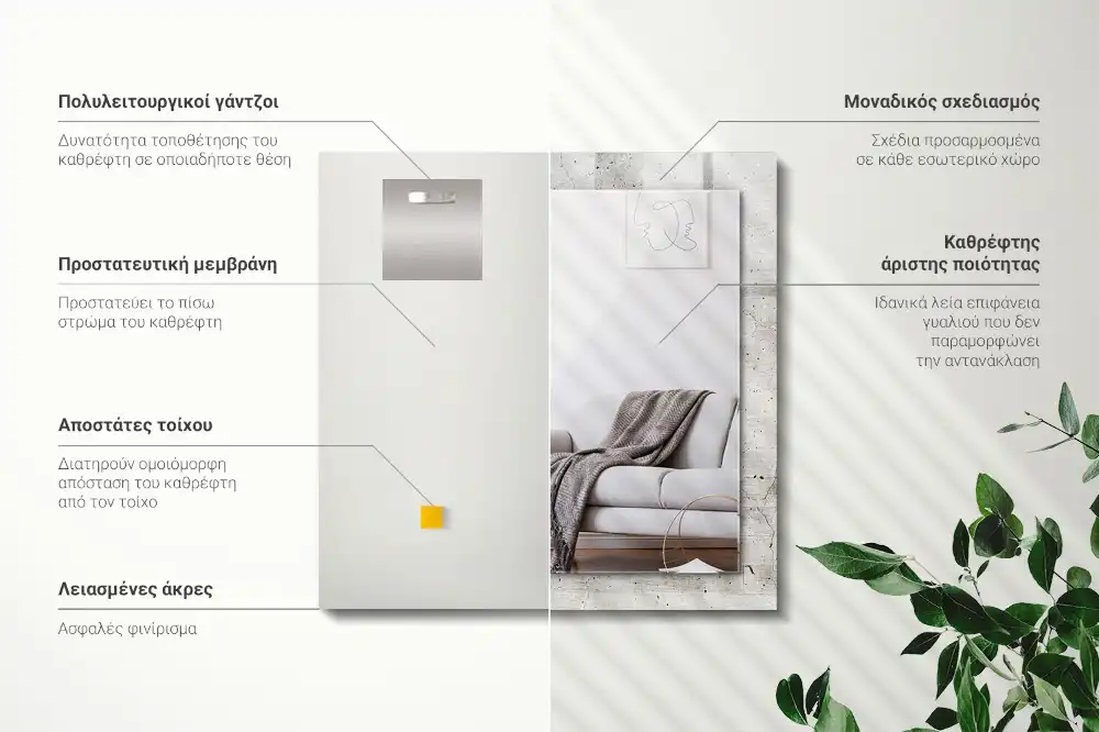 Pravokotne ogledalo s potiskanim okvirjem Razpokana betonska stena