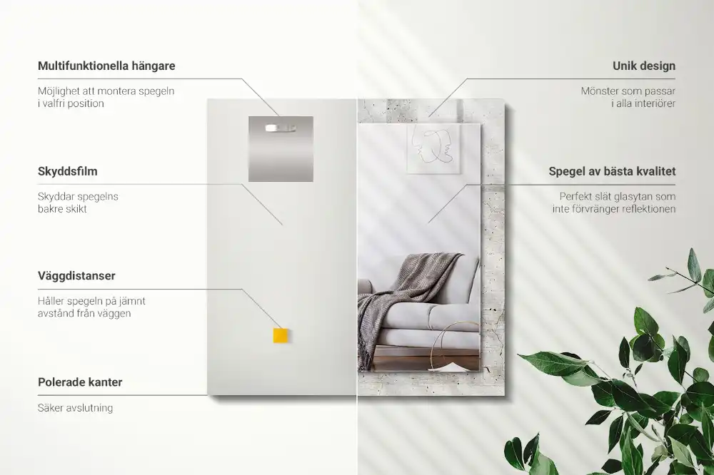 Pravokotne ogledalo s potiskanim okvirjem Razpokana betonska stena