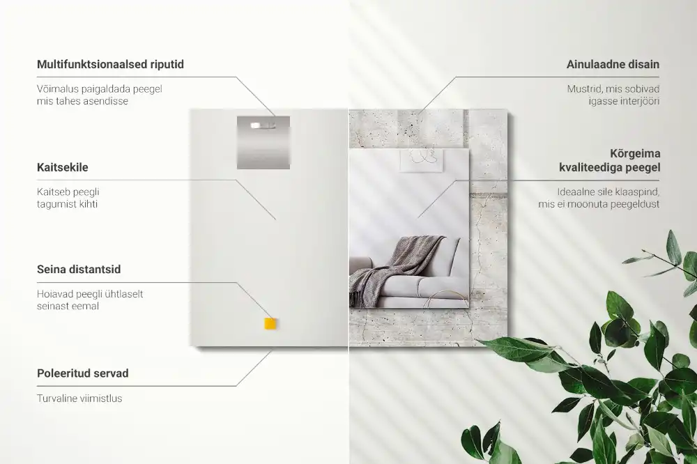 Pravokotne ogledalo s potiskanim okvirjem Razpokana betonska stena