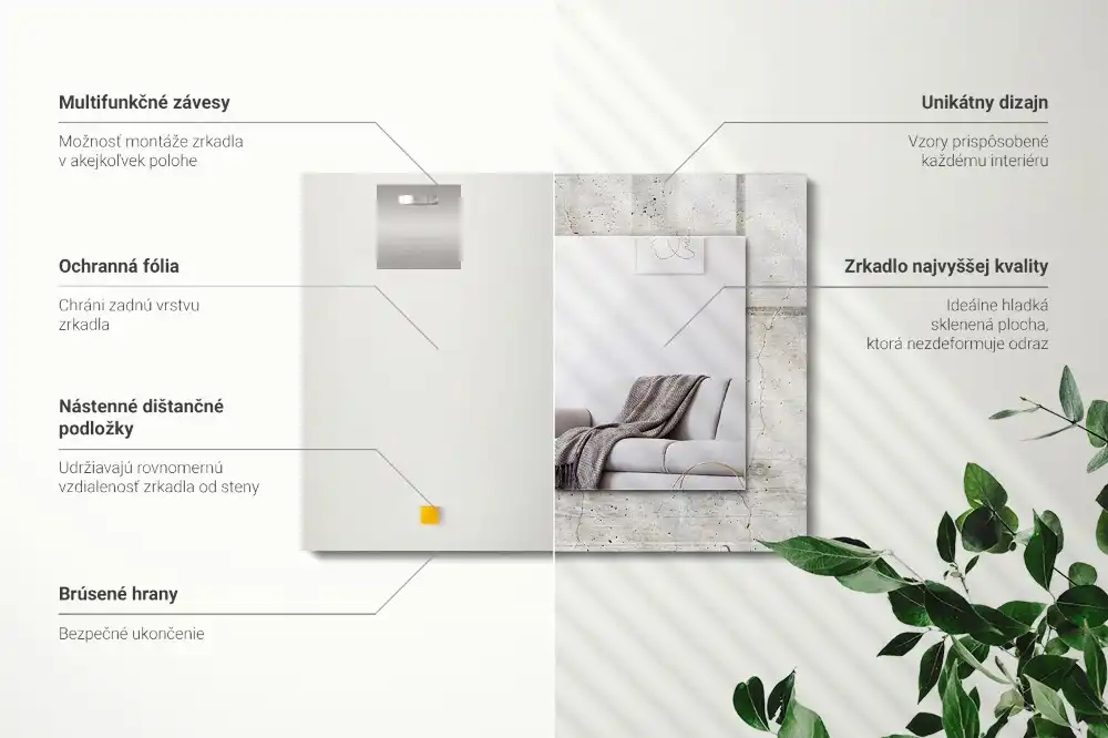 Pravokotne ogledalo s potiskanim okvirjem Razpokana betonska stena