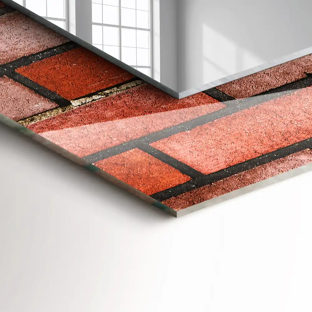 Pravokotne okrasno ogledalo Rdeča opečna stena