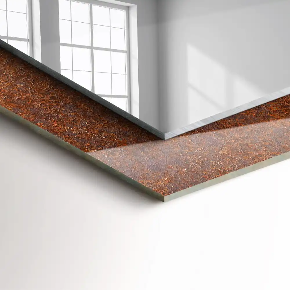 Tiskano pravokotne ogledalo Zarjavela kovinska površina