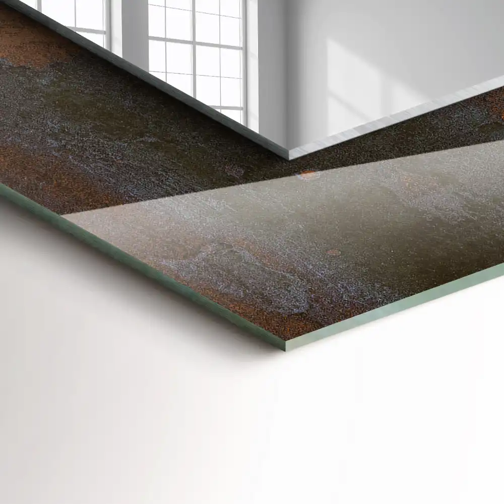 Pravokotne ogledalo s potiskanim okvirjem Modna rjava kovina