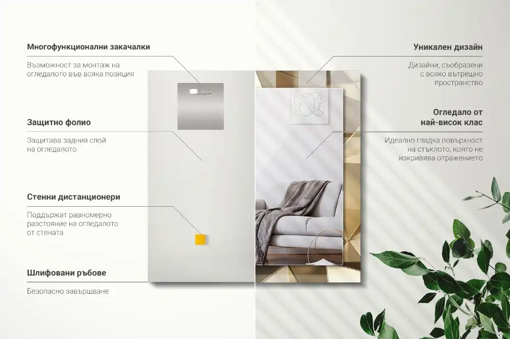 Pravokotne okrasno ogledalo Geometrijske oblike