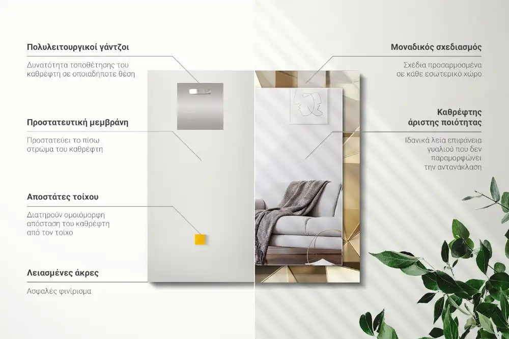 Pravokotne okrasno ogledalo Geometrijske oblike