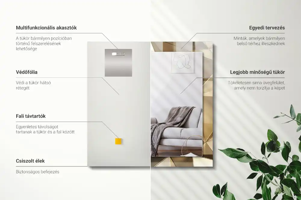 Pravokotne okrasno ogledalo Geometrijske oblike