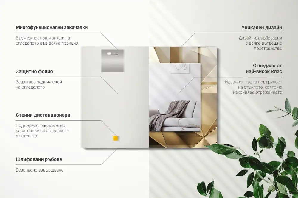 Pravokotne okrasno ogledalo Geometrijske oblike