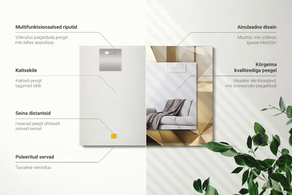 Pravokotne okrasno ogledalo Geometrijske oblike