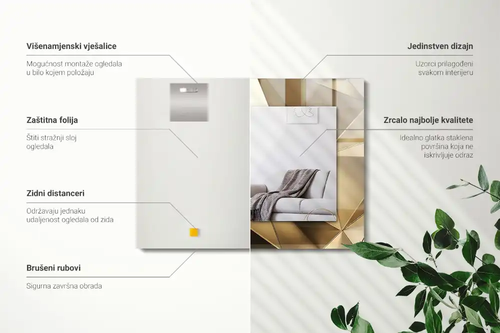 Pravokotne okrasno ogledalo Geometrijske oblike