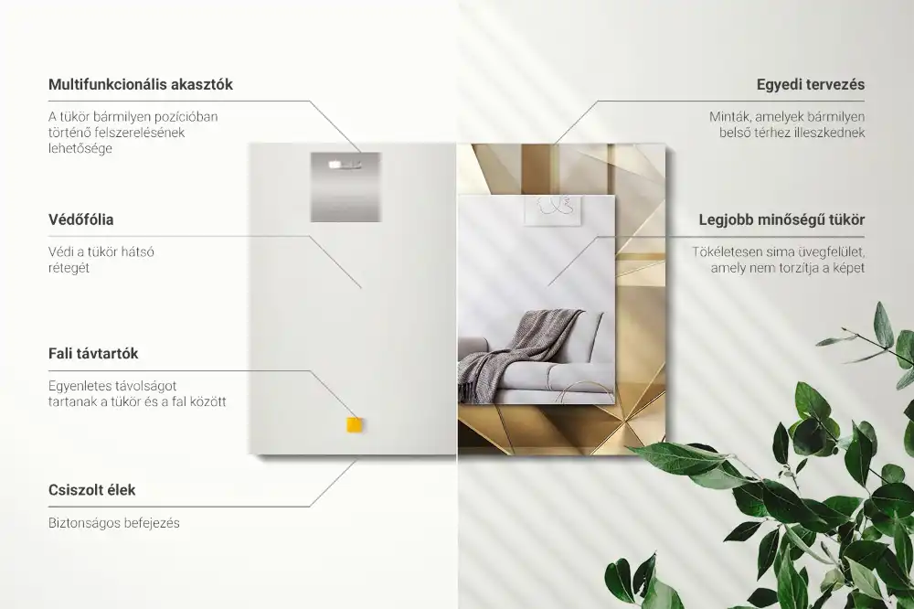 Pravokotne okrasno ogledalo Geometrijske oblike