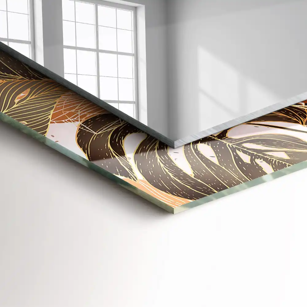 Pravokotne okrasno ogledalo Vzorec tropskih listov