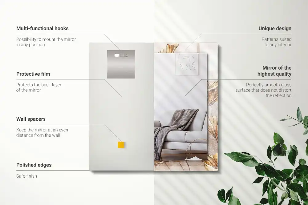 Tiskano pravokotne ogledalo Starinsko cvetje