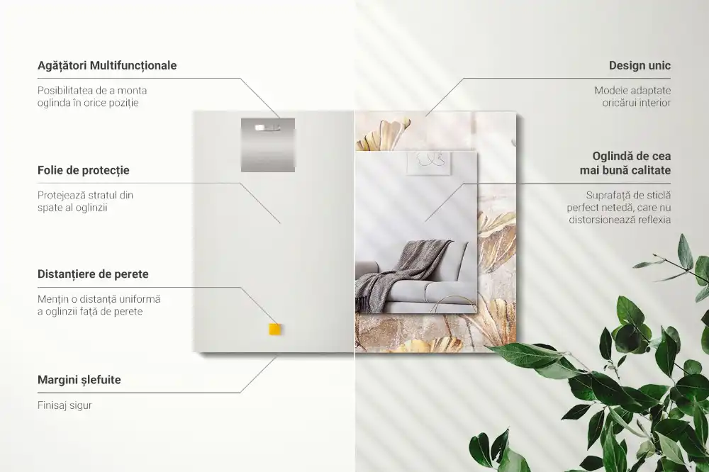 Tiskano pravokotne ogledalo Starinsko cvetje