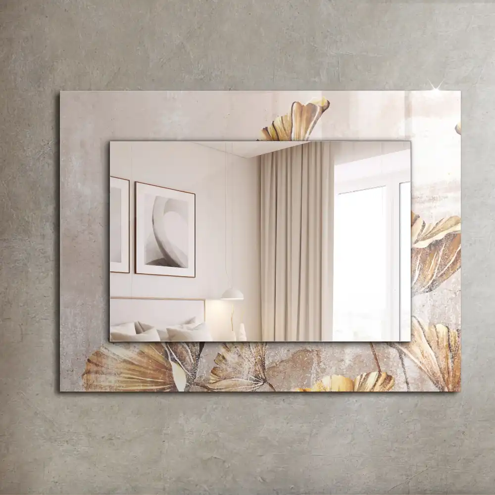 Tiskano pravokotne ogledalo Starinsko cvetje