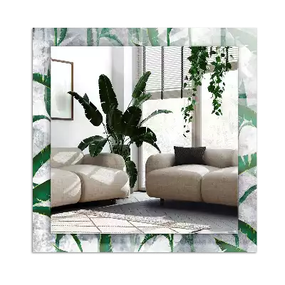 Pravokotne ogledalo s potiskanim okvirjem Zeleni listi rastline