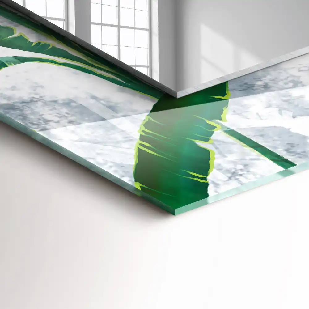 Pravokotne ogledalo s potiskanim okvirjem Zeleni listi rastline