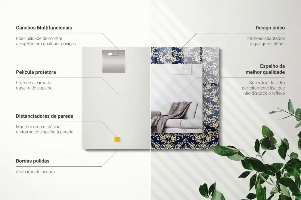 Pravokotne okrasno ogledalo Viktorijanski vzorec tapete