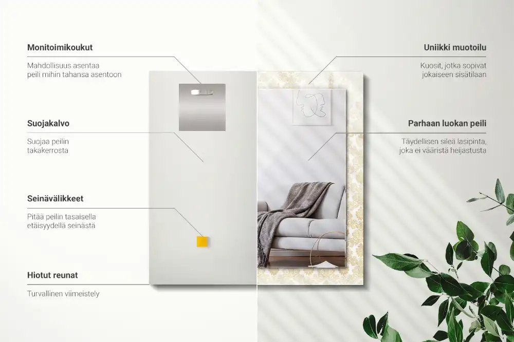 Tiskano pravokotne ogledalo Rumeni okraski