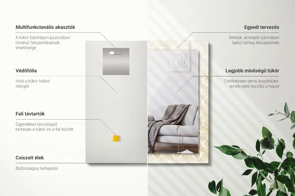 Tiskano pravokotne ogledalo Rumeni okraski