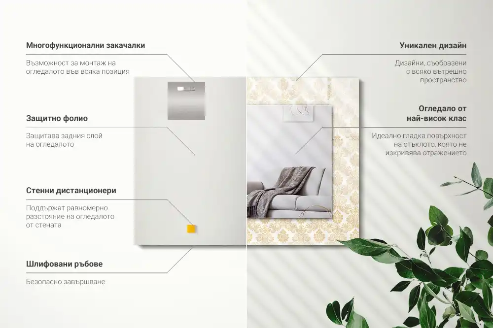 Tiskano pravokotne ogledalo Rumeni okraski