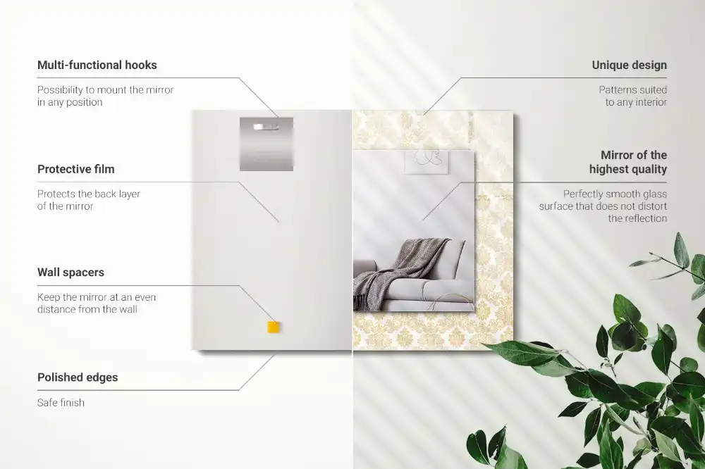 Tiskano pravokotne ogledalo Rumeni okraski