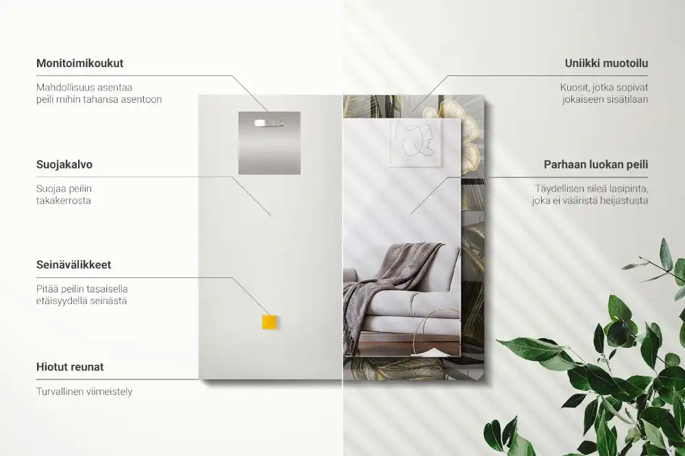 Pravokotne okrasno ogledalo Rože in kolibriji