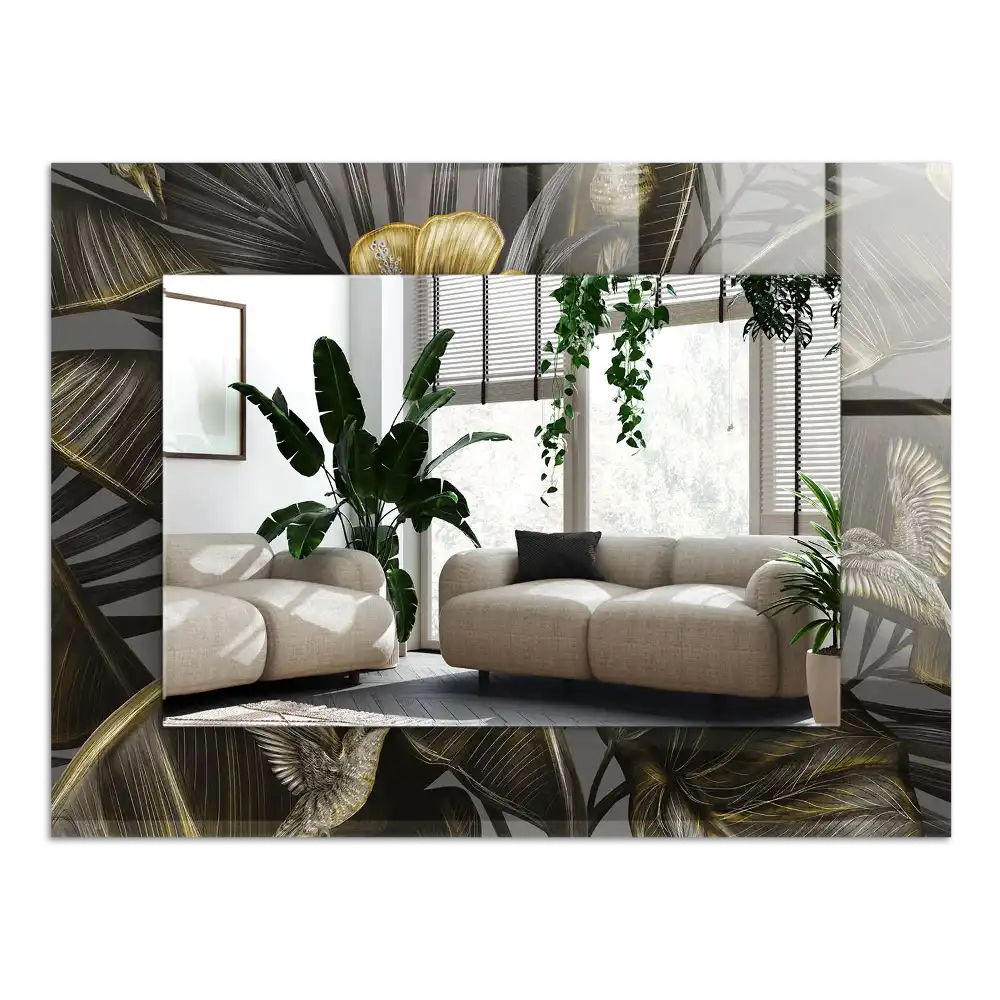 Pravokotne okrasno ogledalo Rože in kolibriji