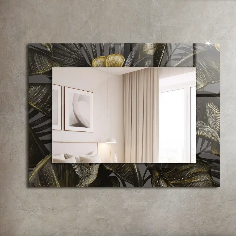 Pravokotne okrasno ogledalo Rože in kolibriji